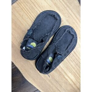 EUC Sz 11 Boys MAUI ISLAND Beachcomber Slip On Shoes Moccasins Canvas Grey Black